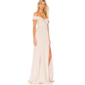 Jay Godfrey Talia Gown Size 2 Champagne Blush Off‎ Shoulder Slit Formal Dress